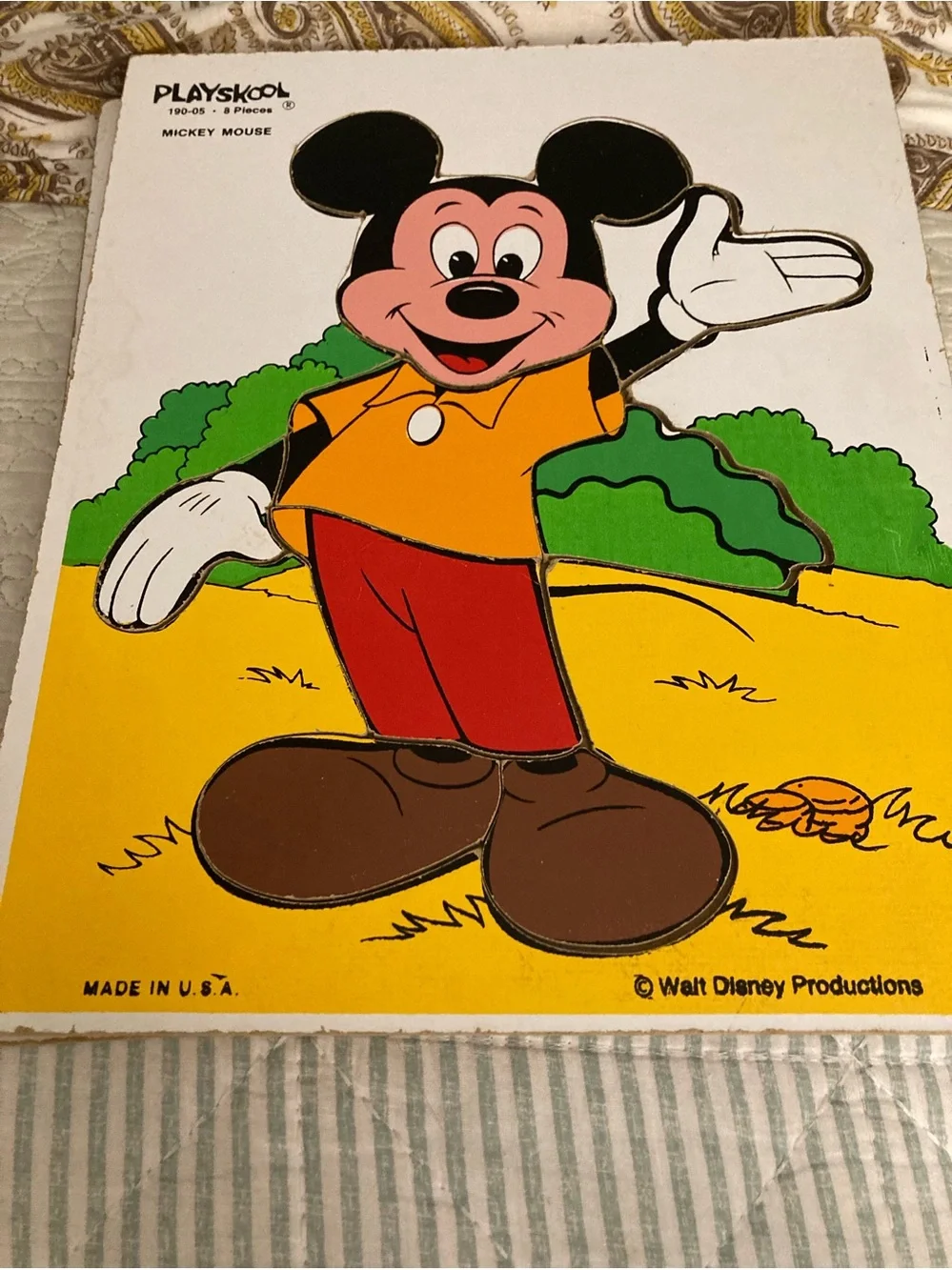 Vintage Playskool Mickey Mouse wooden tray puzzle model number 190-05